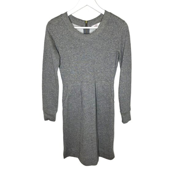 Land's End Gray Sweatshirt Dress, Gold Metallic Accents, Long Sleeves, Size 2 - Picture 1 of 10